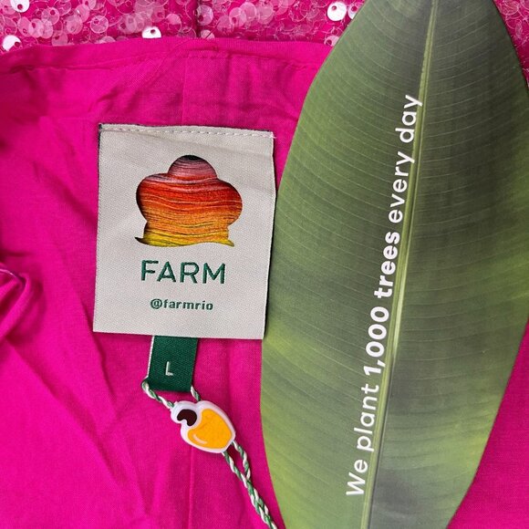 $450 NWT Farm Rio Pink Sequins Anthurium Flowers Slip Maxi Dress Size L - Picture 11 of 15